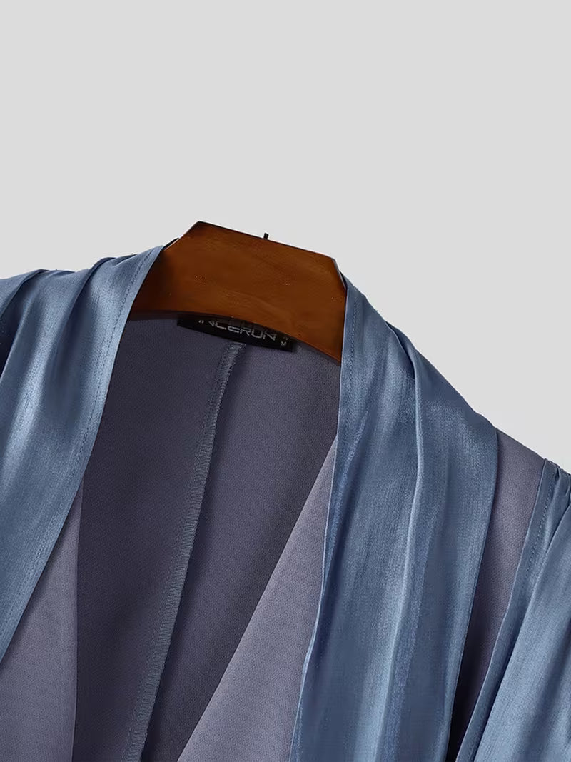 INCERUN Men Stylish Blazer | Long Sleeve V Neck Single Breasted Thin Party Club Leisure Blazer Coat Tops, Non-Stretch Fabric, Solid Color, Loose Fit for Spring/Fall