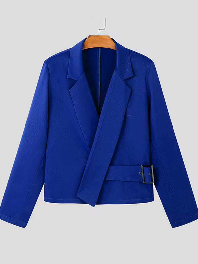 INCERUN Men’s Retro Blazer | Long Sleeves, Notched Lapel Collar, Non-Stretch Fabric, Solid Color, Regular Fit | Ideal for Spring/Autumn