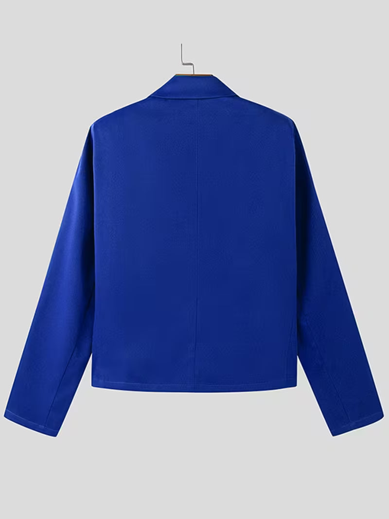 INCERUN Men’s Retro Blazer | Long Sleeves, Notched Lapel Collar, Non-Stretch Fabric, Solid Color, Regular Fit | Ideal for Spring/Autumn