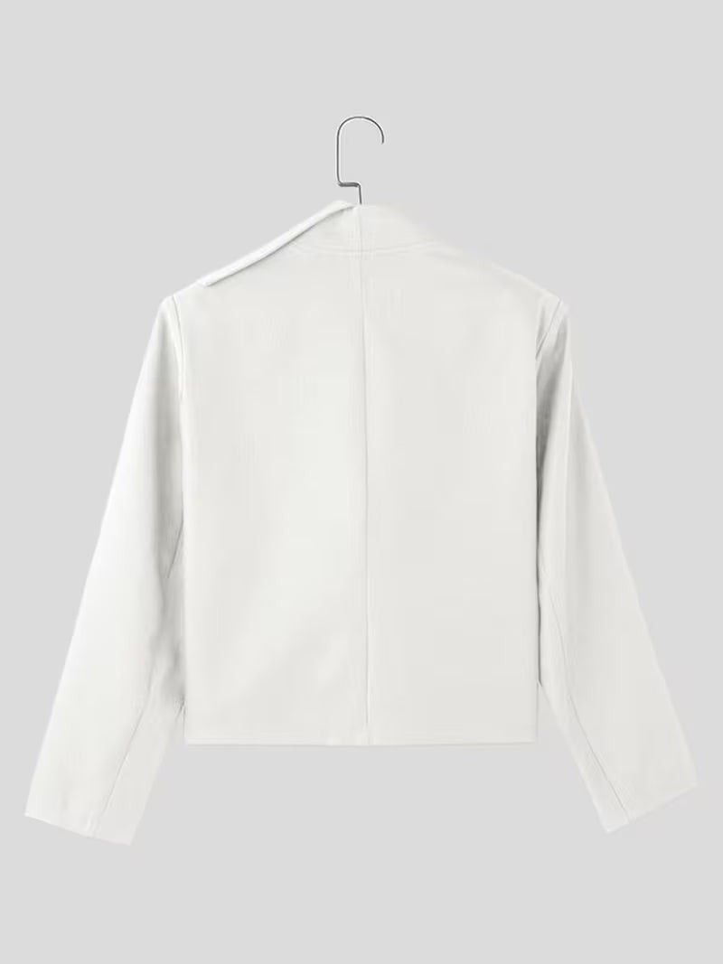 Men's Asymmetric Waterfall Collar Blazer Jacket - Double Button Front, Loose Fit Baggy Casual Coat, Thin Spring/Fall Outerwear, Machine Washable Hippy Style (No)