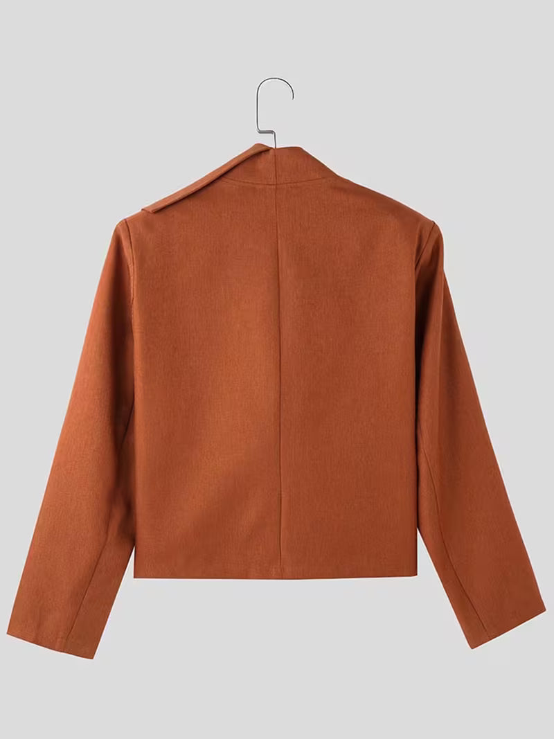 Men's Asymmetric Waterfall Collar Blazer Jacket - Double Button Front, Loose Fit Baggy Casual Coat, Thin Spring/Fall Outerwear, Machine Washable Hippy Style (No)