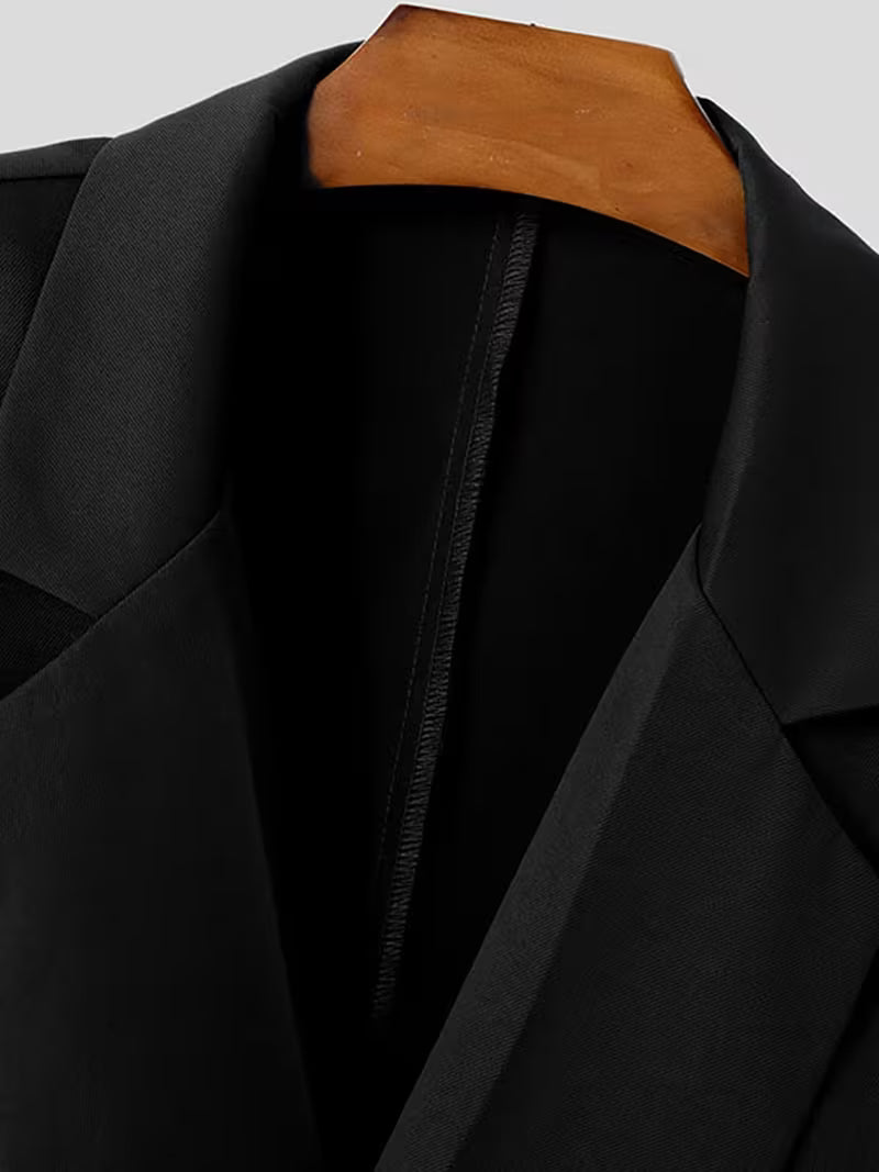 INCERUN Men’s Retro Blazer | Long Sleeves, Notched Lapel Collar, Non-Stretch Fabric, Solid Color, Regular Fit | Ideal for Spring/Autumn