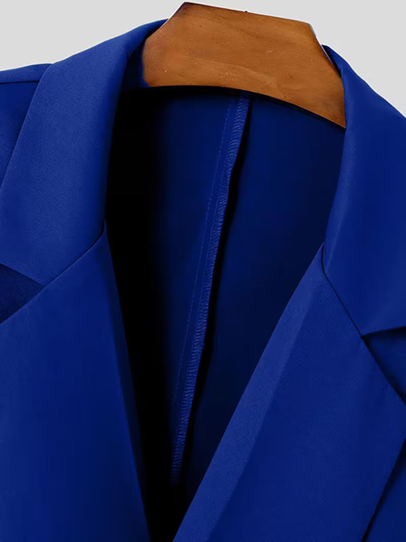 INCERUN Men’s Retro Blazer | Long Sleeves, Notched Lapel Collar, Non-Stretch Fabric, Solid Color, Regular Fit | Ideal for Spring/Autumn