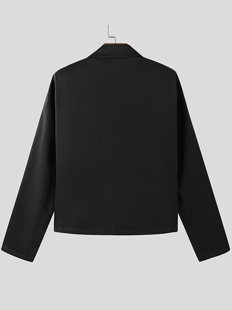 INCERUN Men’s Retro Blazer | Long Sleeves, Notched Lapel Collar, Non-Stretch Fabric, Solid Color, Regular Fit | Ideal for Spring/Autumn