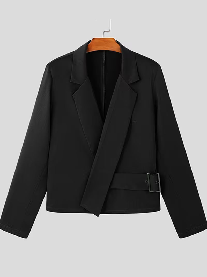 INCERUN Men’s Retro Blazer | Long Sleeves, Notched Lapel Collar, Non-Stretch Fabric, Solid Color, Regular Fit | Ideal for Spring/Autumn