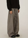 Gengyuan'S Features High-Intelligence Vintage-Style Wide-Leg Pants with a Pleated Design And a Versatile Check Pattern, Perfect for Casual Commuting