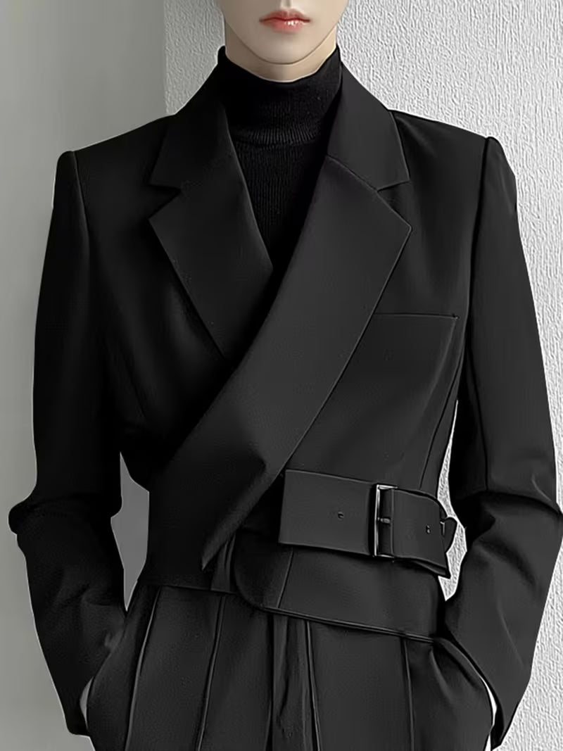 INCERUN Men’s Retro Blazer | Long Sleeves, Notched Lapel Collar, Non-Stretch Fabric, Solid Color, Regular Fit | Ideal for Spring/Autumn