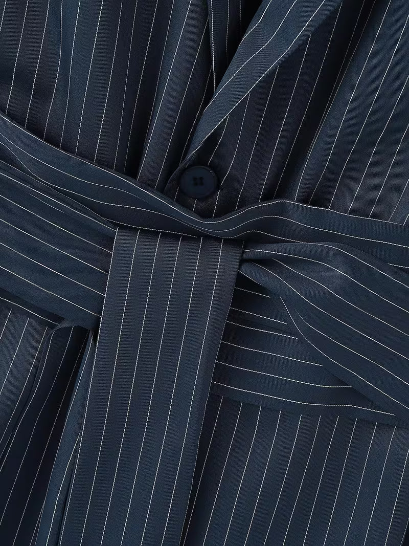 INCERUN Men Stripe Blazer Suit | Long Sleeve Lapel Neck Blazer with Long Trousers, Thin Street Hippy Casual Pants, Non-Stretch Fabric, Loose Fit, Perfect for Spring/Fall